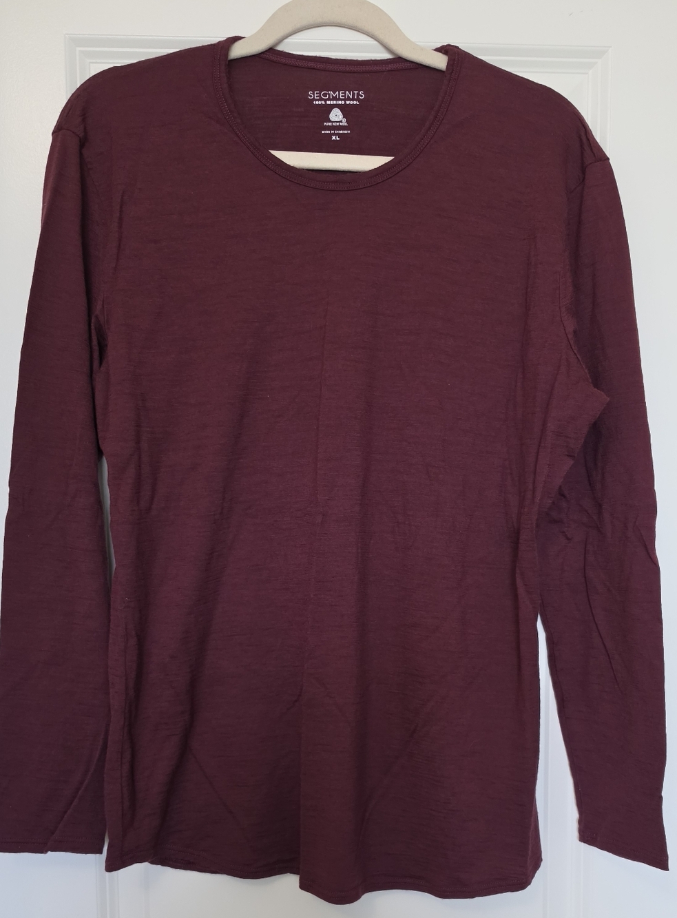 Segments 100% Merino Wool Base Layer Shirt XL Burgundy Gorpcore Outdoor Top